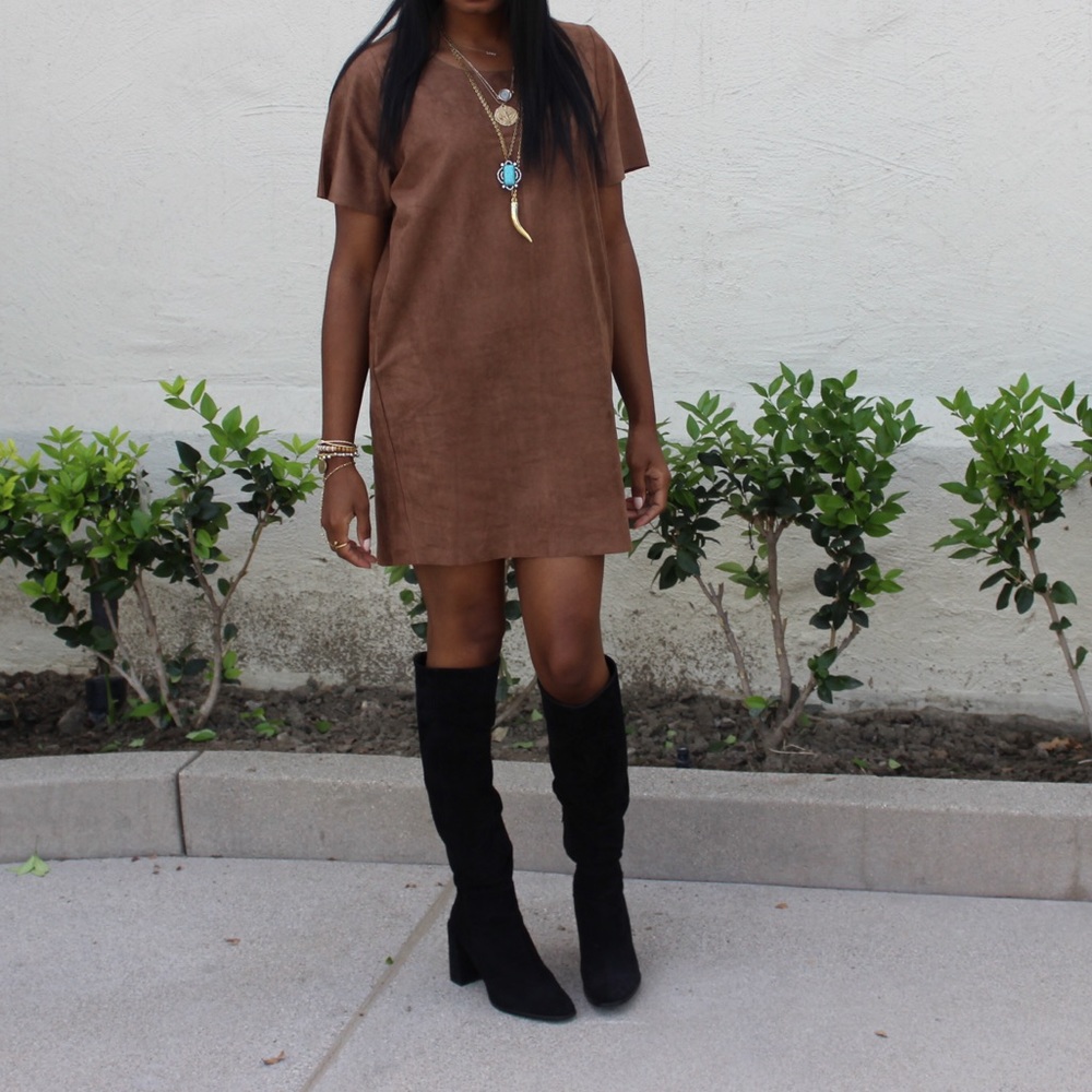 Faux Suede Mini Dress Tunic